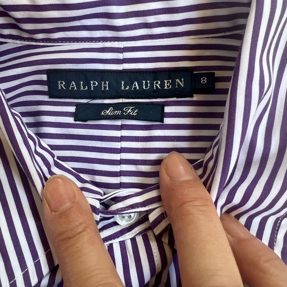 Ralph Lauren purple Label Pinstripe Shirt - Navy and White - Picture 7 of 7